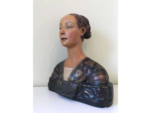 Enorme busto scultoreo rinascimentale italiano della Principessa Eleonora d'Aragona. Dopo Francesco Laurana (1430–1502)