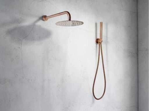 Set doccia piovana, rame con asta a braccio a parete, tubo per la doccia manuale e portadoccia