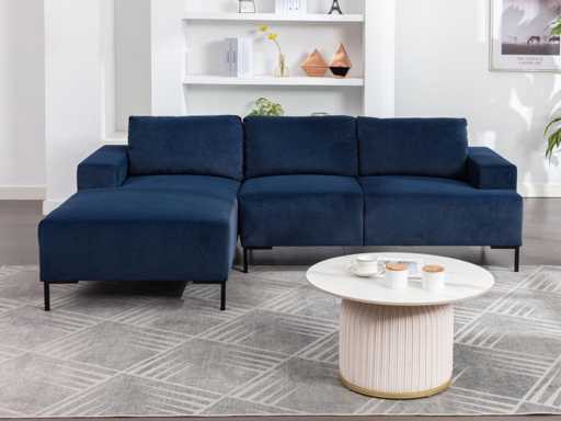 Linkerhoek bank in blauw fluweel