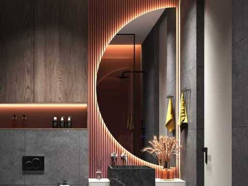Mawialux half rond design led spiegel (130-160cm keuze)