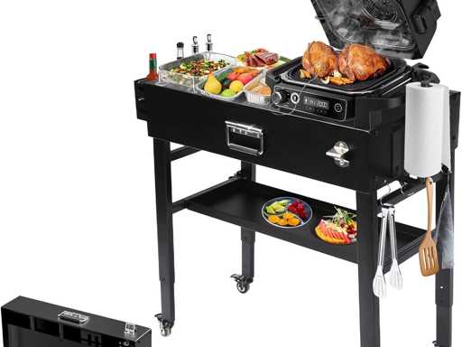 Ninja Grill Table, Universal Collapsible Grill Cart for Blackstone, Weber and Ooni Pizza Ovens