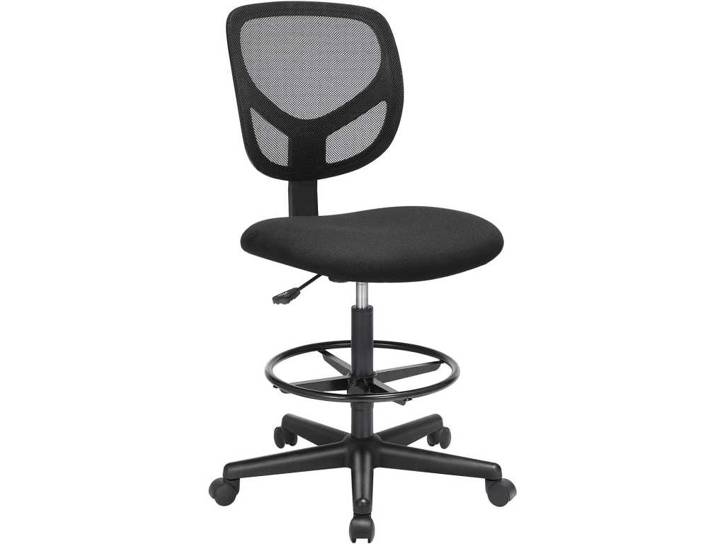 MIRA Home - Bureaustoel, ergonomische werkkruk, zithoogte 51,5-71,5 cm, hoge werkstoel met verstelbare voetenring, draagvermogen 120 kg, zwart OBN15BK