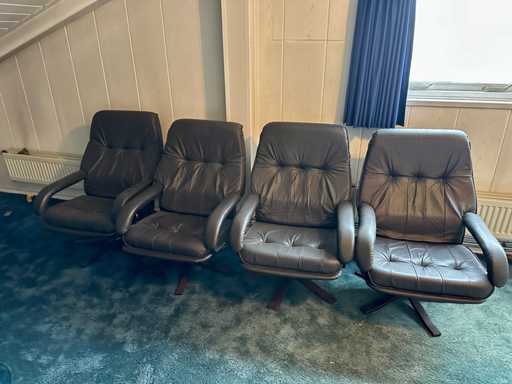 Zwart leren draaifauteuil (4x)