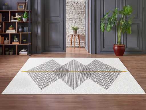 Geometrisch vloerkleed - 160 x 230 cm - wit en grijs