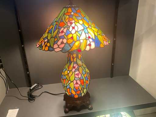 Tiffany Tafellamp met licht in tiffanyvoet