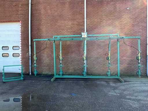 Muyen - Glass installation set 1000kg, max length 725cm - compressor, 5 adjustable arms with 2 pistons, 2 trestles