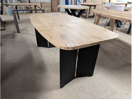 Tavolo da pranzo vecchio ovale danese in quercia epossidica 180x90cm