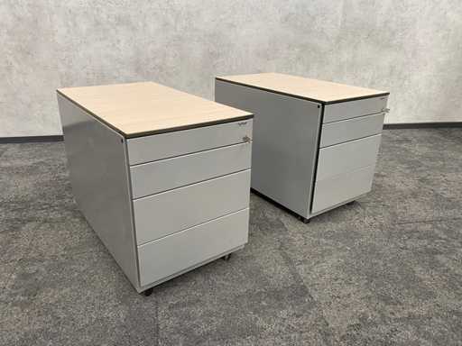 2x Ahrend - verrijdbaar stalen ladeblok