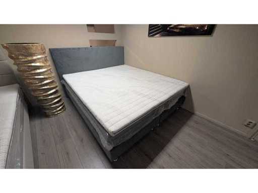 Box spring – 180x210 cm – Velvet Green – Z Topperem – Kieszonkowe sprężyny – materace Cooltouch