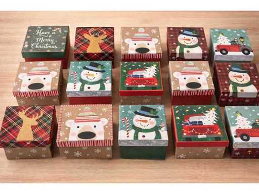 Juego de cajas de almacenamiento de decoración navideña de 15 cuadradas – Nuevas