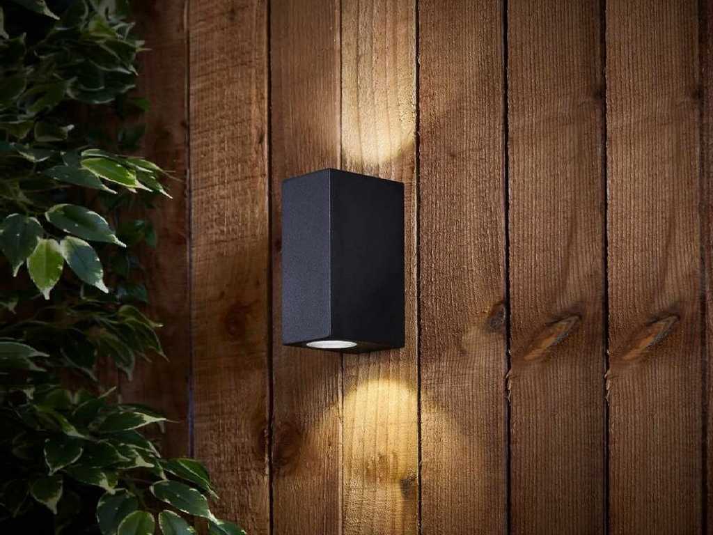 12 x Wandlamp modern rechthoekig GU10 duo fitting zand zwart waterdicht