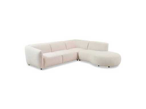 fonQ - Canapeaua cu colț moale dreapta - Deschidere - Boucle - Cremă - Set de canapele