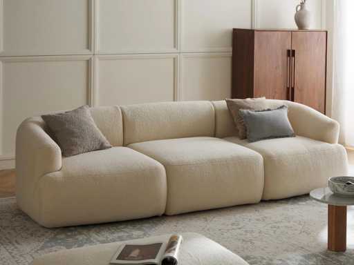 Canapé modulable 3 places en tissu peluche Sofia - Westwing Collection