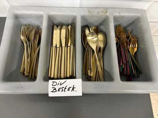 Partij divers Bestek met bestekbak