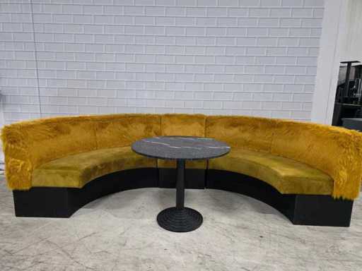 Set de bancă de restaurant cu 3 piese și masă de marmură 
