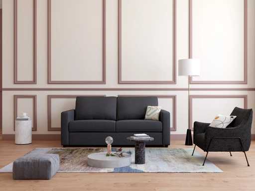 Canapé 3 places convertible express en tissu gris anthracite - Couchage 140 cm - Matelas 14 cm