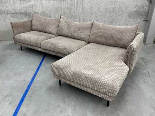 Divano in tessuto velluto a coste con chaisse longue