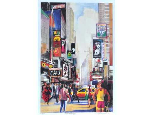 Erik Freyman (1932-2018) - Broadway - litho - ingelijst