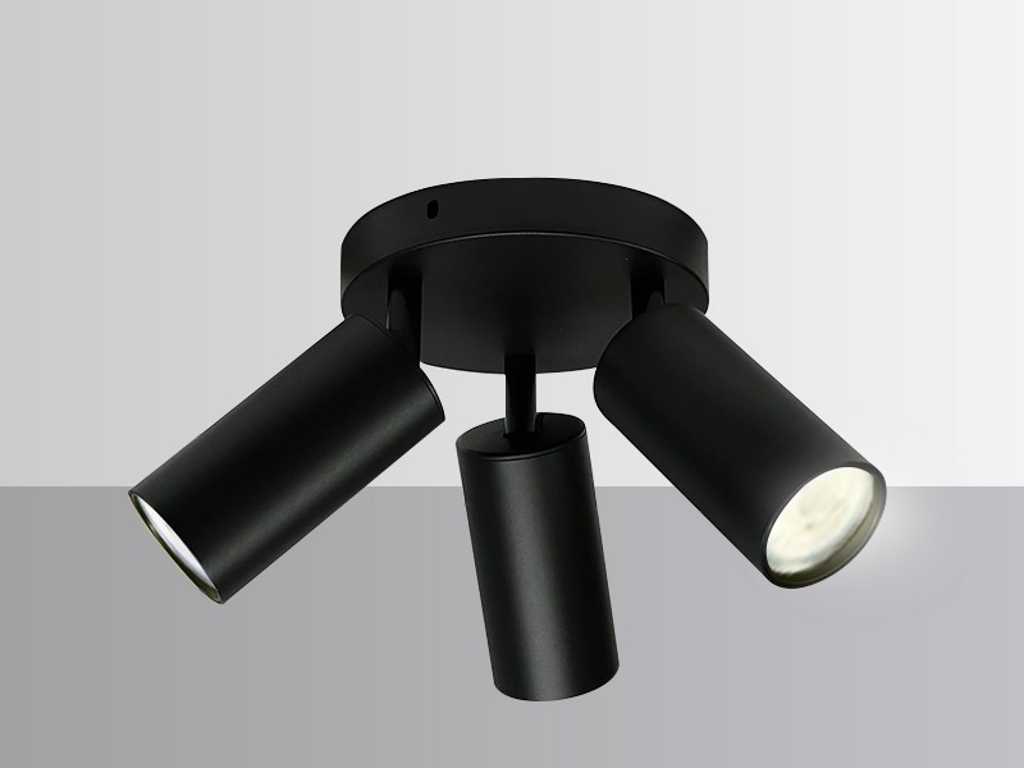 16 x Round Surface Mounted Fixtures with GU10 Fitting: 3 Rotatable Black Spots