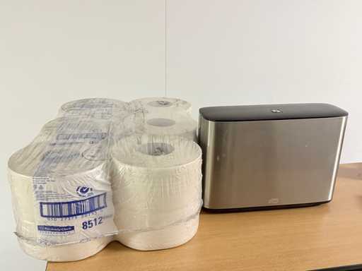 Dubbele Toilet dispenser TORK incl 12 rollen (2400m)