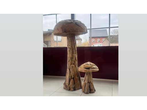 Set en teck champignon H120cm/H50cm