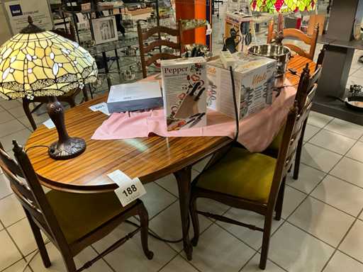 Table de salle à manger en bois + chaise 6x en cerisier massif - éventuellement assorti au lot 167