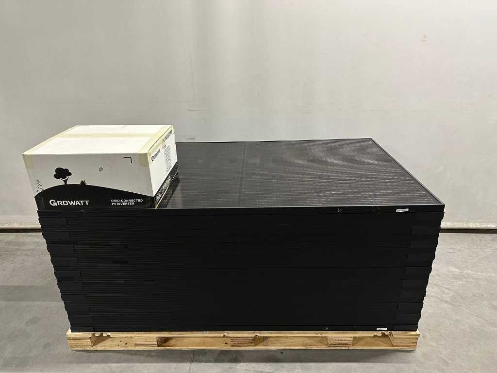 AEG - Set mit 20 komplett schwarzen Solarmodulen (375 wp) mit Growatt 7.0K Wechselrichter (3-phasig)