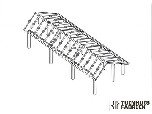 Tuinhuisfabriek - 3276 - Constructie Kapschuur 9050 x 4000