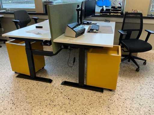 Geschakelde elektrische  in de hoogte verstelbare bureautafel (2x)