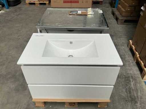 Mobili da bagno bianchi 80cm con specchio