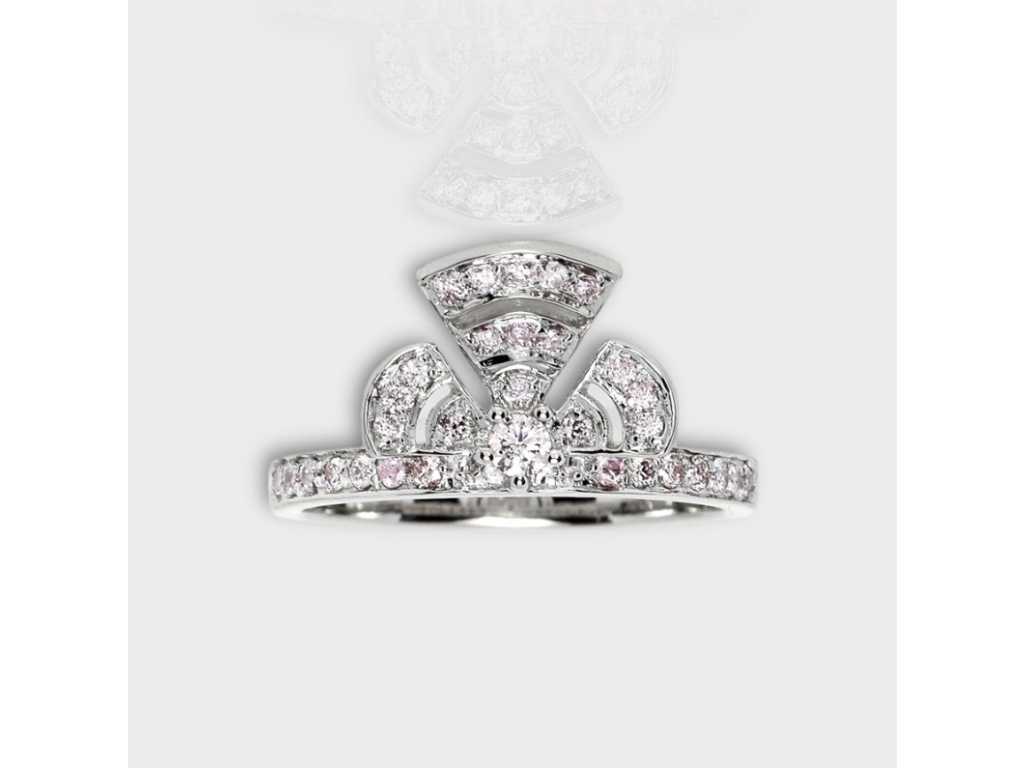 Bague Design de Luxe Très Rare Diamant Rose Naturel 0.31 carat