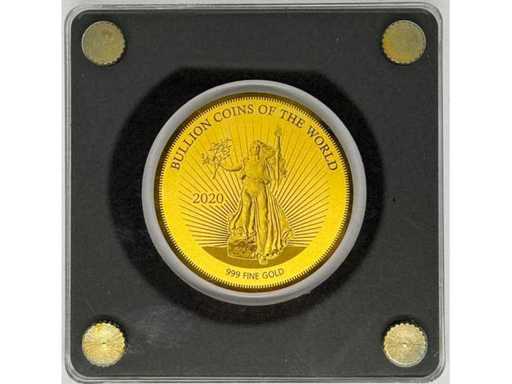 Gold 999 (1/200 oz) – 5000 Francs CFA "Standing Liberty – Bullion Coins of the World" Coin – Republic of Chad – 2020 – 40 mm