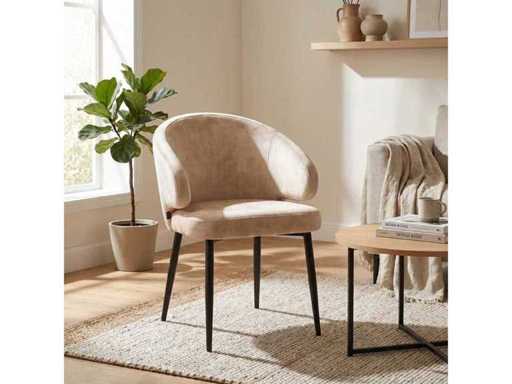 Set van 6 Eetkamerstoel Kuip Beige