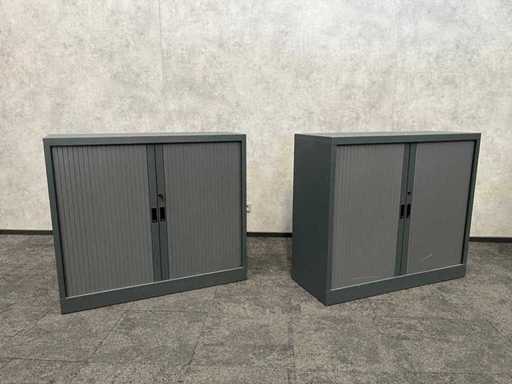 2x half-height steel roller shutter cabinet