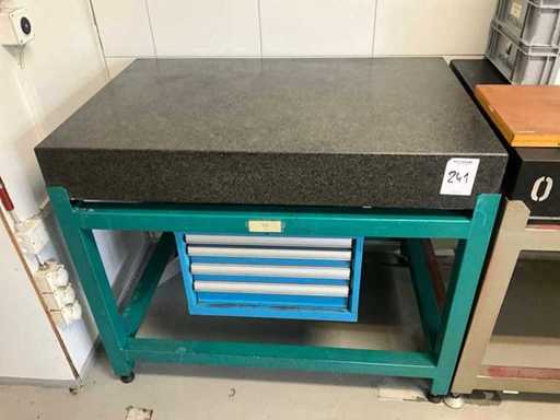 Table à mesurer Wyler avec armoire à tiroirs et contenu