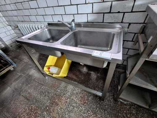   Double évier avec robinet et jeu de drainage + socle