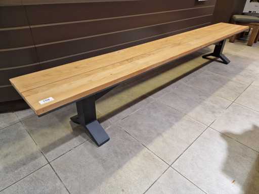 Canapé Suns Trento Alu Anthracite mat 220 x 40 x H45cm - Plateau en teck