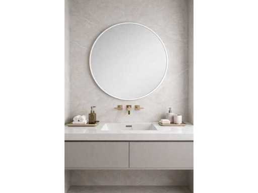 Miroir rond avec cadre blanc étroit 60 cm