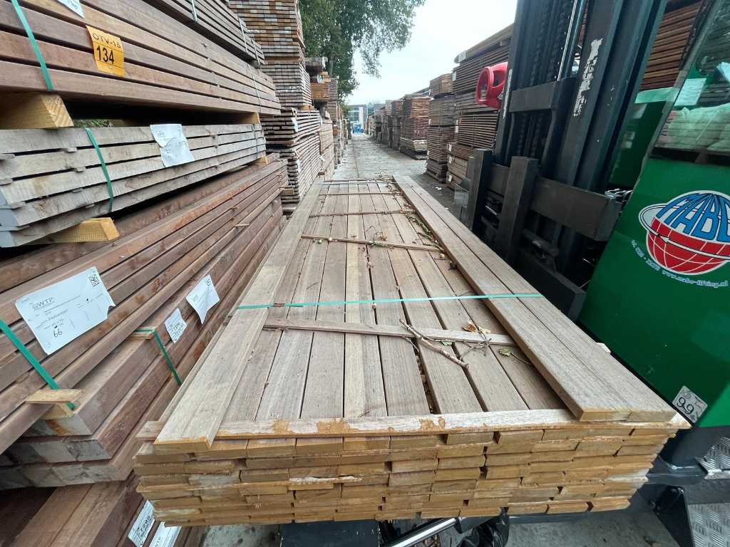 Basralocus hardhouten planken geschaafd 25x90mm, lengte 38/185cm, 10/245cm, 20/215cm