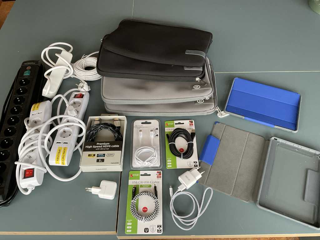 Case Logic Laptop Sleeves, Assorted Cables & Power Strips