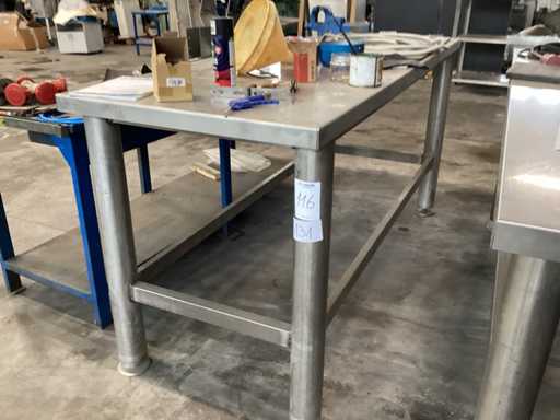 Roestvrij stalen werkbank met bankschroef
