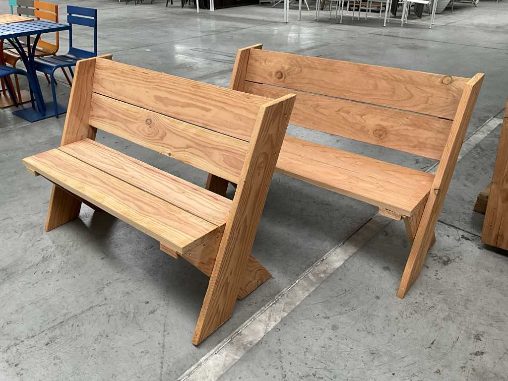 2x Douglas wooden bench 140cm
