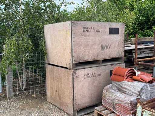 Holzstapelkisten-Palettenbox mit Metallboden x2