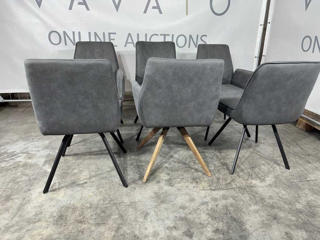 Hjort Knudsen eetkamerstoelen set van 6, antraciet microvezelstof