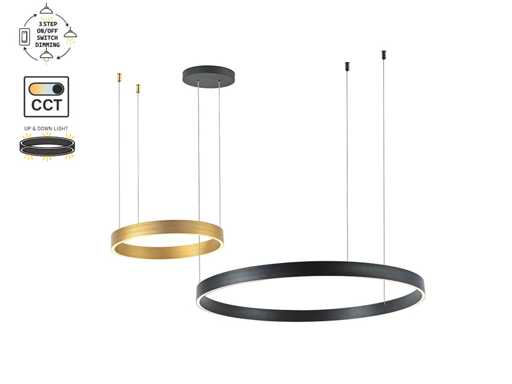 Lampadaire pendante Duora 80cm & 40cm Duo Ring 60W LED 3CCT & 3 Steps Dim (1x)