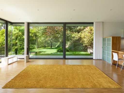 Tapis shaggy à poils longs - 160 x 230 cm - Jaune moutarde