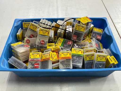 Rotadrill Assorti diverse schroeven RVS, verzinkt en messing (100x)