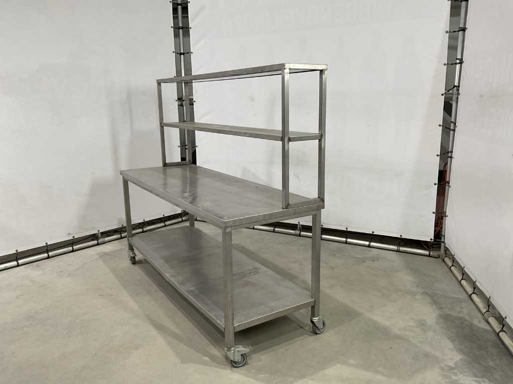 Mobile stainless steel work table with rack