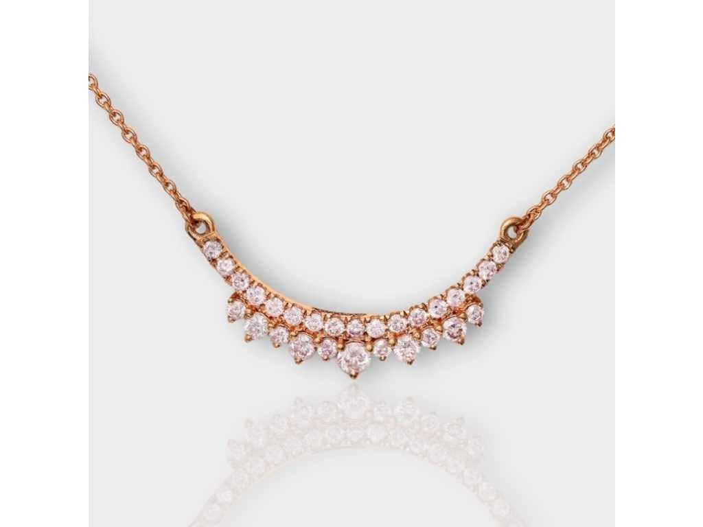 Luxe collier in zeer zeldzame natuurlijke roze diamant van 0,59 karaat