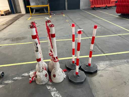 Conjunto de postes de barrera con cadenas (7x)